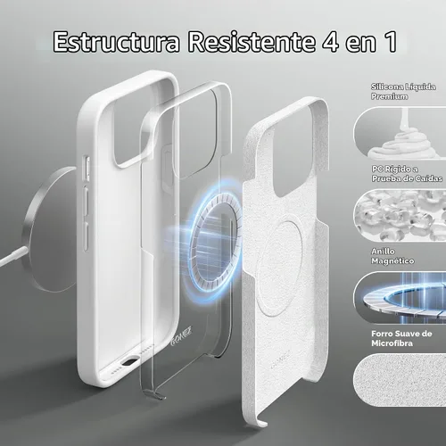 Vista 7 de GONEZ Funda de silicona para iPhone 14 Pro Max, compatible con MagSafe, con protector de pantalla + protector de lente de cámara, silicona líquida a