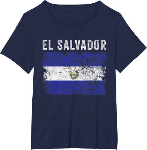 Vista 17 de Bandera de El Salvador envejecido - Hombres Mujeres - Camiseta de la bandera salvadoreña, Negro