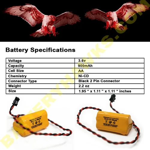 Vista 4 de ELB B001 ELBB001 ELB-B001 AA900MAH 3.6v 900mAh Señal de salida Luz de emergencia NiCad batería ANIC1566 0253799 (1 paquete, 1, cuenta)