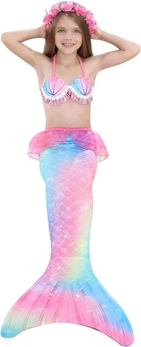 Vista 6 de Traje de baño de princesa con cola de sirena para nadar y niñas traje de baño para niñas
