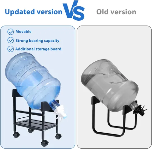 Vista 4 de Soporte para jarra de agua de 5 galones con ruedas y estante de almacenamiento, estante dispensador Heavy duty metal stand with 4 casters. 2.15
