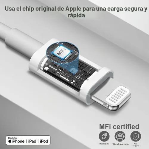 Vista 2 de Cargador rápido para iPhone, 3+3 unidades, cargador de pared USB C de 20 W con cable de carga rápida de 6 pies compatible con iPhone