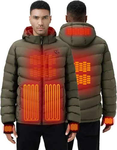 Vista 8 de iHood Men's Heated Jacket With 12V Battery Pack-Insulated Lightweight Hooded Hand-Heating Electric Heated Puffer Jacket