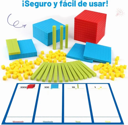 Vista 5 de Torlam 131 bloques base de diez bloques para matemáticas – Bloques de valor posicional, base de plástico, 10 manipuladores matemáticos de primer
