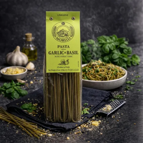 Vista 8 de Morelli Pasta italiana orgánica de ajo y albahaca Linguine - Pasta gourmet hecha a mano en pequeños lotes, sémola de trigo duro, Al Dente, pasta