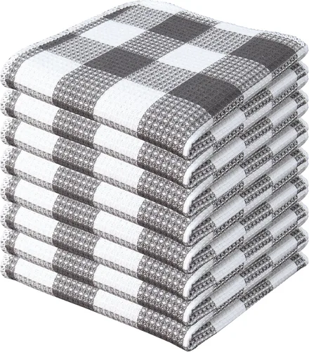 Vista 14 de PurpleEssences Trapos de cocina a cuadros con tejido de gofre, 100% algodón, 12 x 12 pulgadas, suaves, absorbentes, de secado rápido, trapos