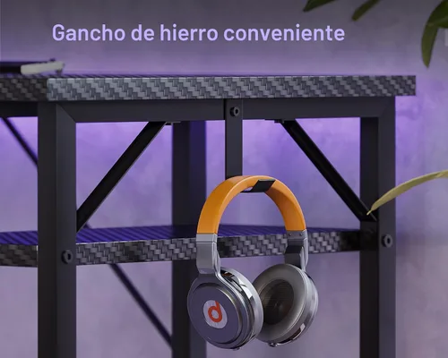 Vista 5 de ODK Escritorio para juegos en forma de L de 53 pulgadas con gabinete