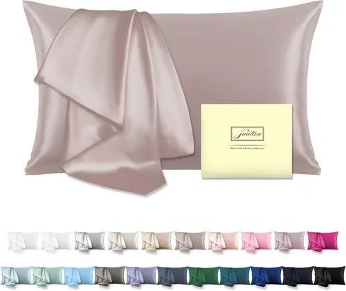 Vista 21 de Funda de almohada de seda para cabello y piel, suave, transpirable y resistente, funda de almohada de seda de tamaño Queen, fundas de almohada
