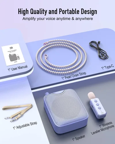 Vista 9 de SHIDU - Amplificador de voz de 35 W con cadena de perlas de micrófono Lavalier inalámbrico Bluetooth Voice Amplifier for Teachers, Portable