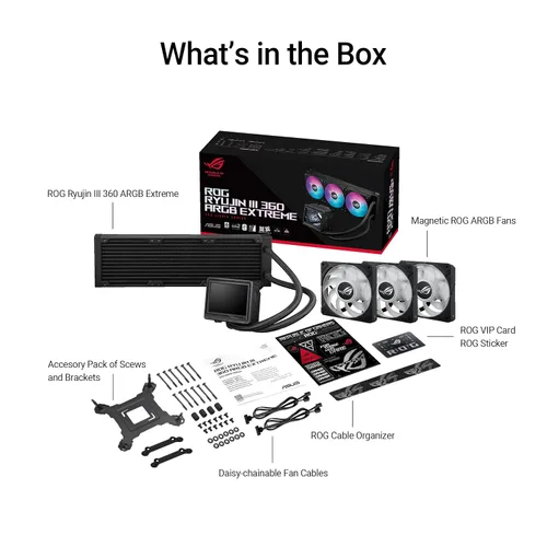 Vista 6 de ASUS ROG RYUJIN III 360 ARGB EXTREME enfriador líquido de CPU AIO todo en uno, AMD Ryzen 9000 e Intel® Core™ Ultra Ready, bomba Asetek Gen8 V2