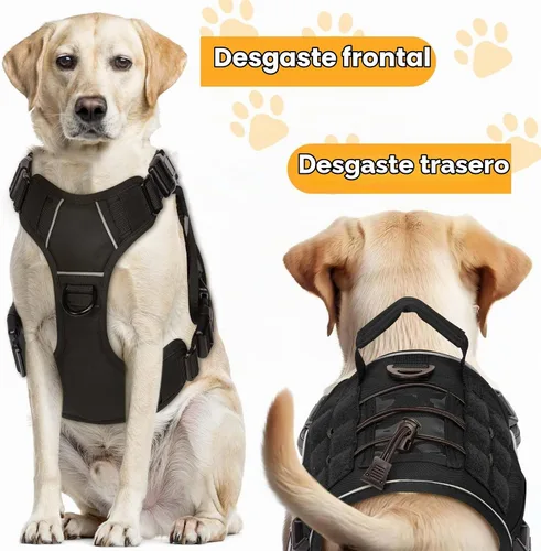 Vista 7 de Arnés táctico para perros grandes, chaleco reflectante ajustable sin tirones con sistema Molle, control de grado militar K9 para entrenamiento