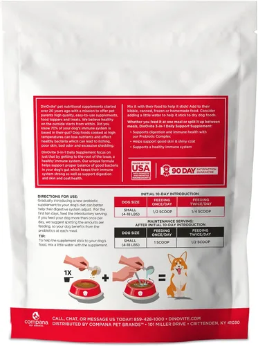Vista 2 de Dinovite Probióticos para perros pequeños, adorno probiótico para alimentos