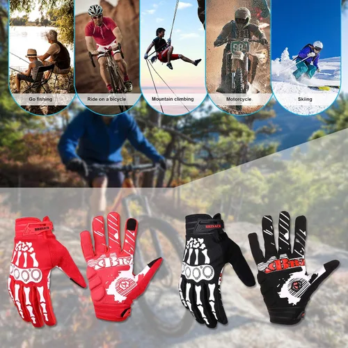 Vista 7 de Guantes de ciclismo de esqueleto de hueso para motocicleta guantes de bicicleta acolchados de montaña para hombres y mujeres resistencia al aire