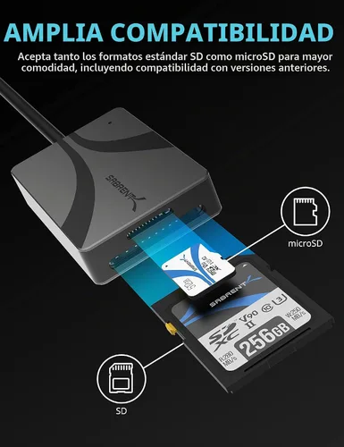 Vista 4 de SABRENT USB-C Card Reader, Dual-Slot UHS-II SD & microSD (CR-CSDM)