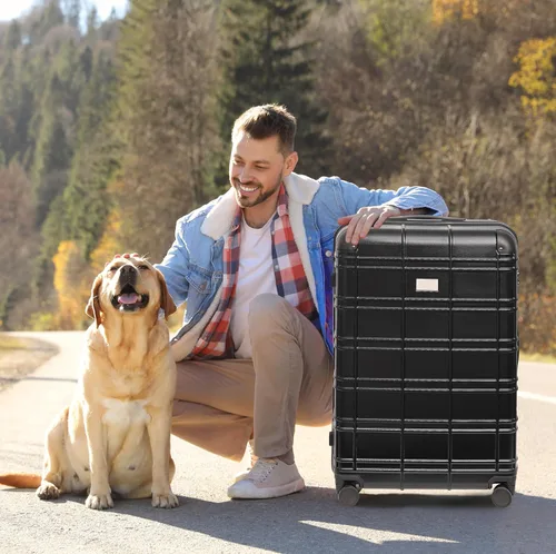 Vista 214 de Merax Equipaje, maleta extensible rígida con ruedas giratorias ligeras, Negro -, 40/48/52