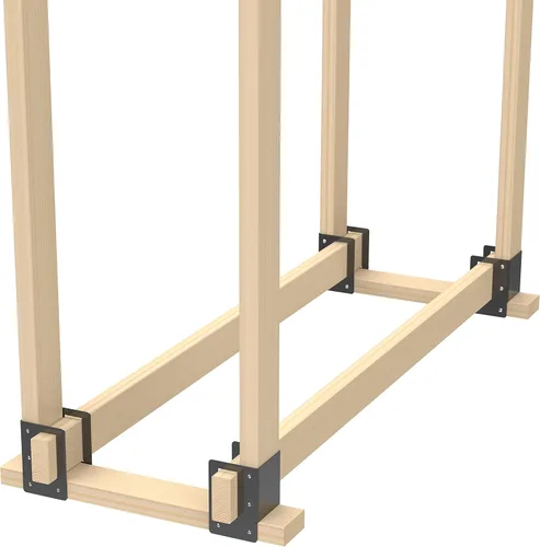 Vista 2 de c2M - Kit de soporte de almacenamiento de troncos de leña para exteriores ajustable de ancho y profundidad, resistente y montaje rápido, fabricado