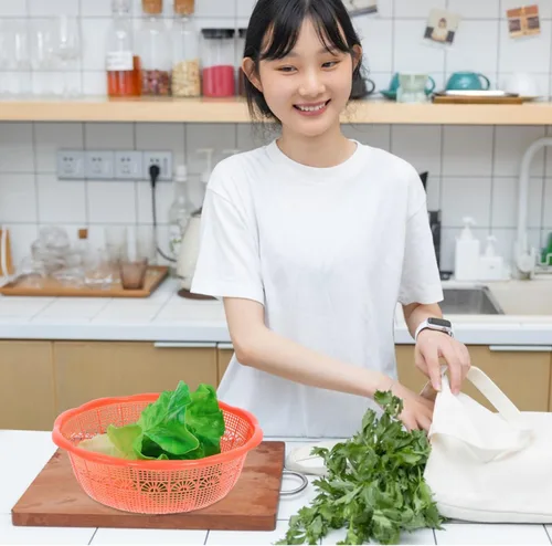 Vista 7 de SHOWERORO - 10 cestas de plástico para lavar arroz y frutas, colador de cocina para drenaje de verduras para uso doméstico y restaurante, 9.05 x