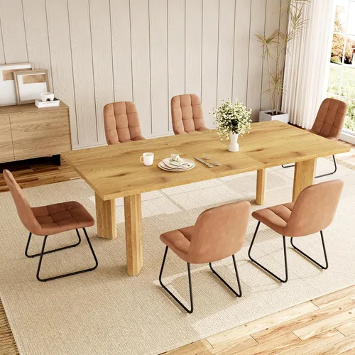 Vista 16 de HIPIHOM 63'' Dining Table for 4-6 People, Oak Table Spacious 63" Dining Table Seats 6 Comfortably, Made with Sturdy MDF in Warm Oak, Easy-Clean