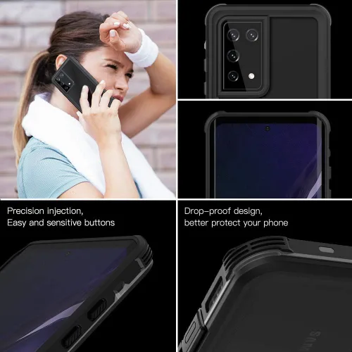 Vista 6 de Funda impermeable para Samsung Galaxy S21 Ultra con protector de pantalla, protección de cuerpo completo, resistente, a prueba de golpes, a prueba