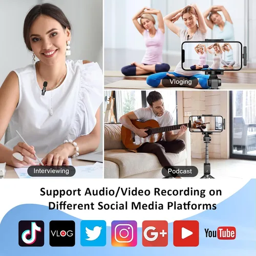 Vista 6 de MAYBESTA Mini micrófono inalámbrico para teléfono iPhone Android: micrófono de grabación de solapa Lavalier para entrevista de podcast de Tiktok