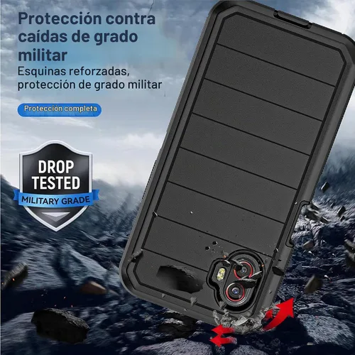 Vista 5 de Funda para Galaxy Xcover 6 Pro con protector de pantalla integrado, a prueba de caídas, funda duradera de 3 capas, a prueba de golpes, funda de goma