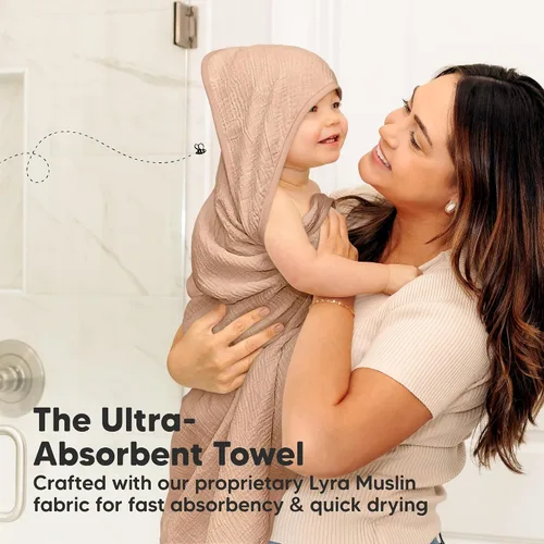 Vista 4 de KeaBabies Toallas de muselina con capucha para bebés y niñas recién nacidas, paquete de 2, toallas de baño de algodón orgánico de 30 x 30 pulgadas