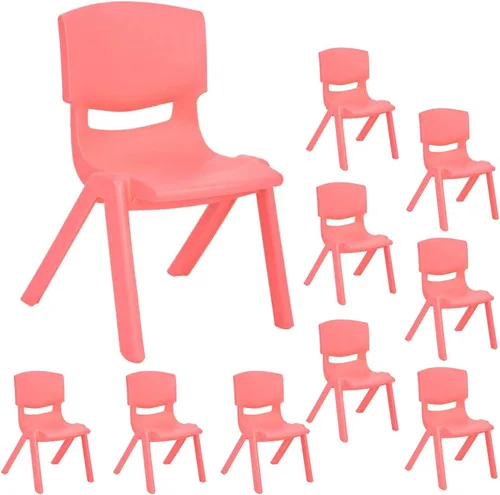Vista 9 de JOON Paquete de 2 sillas apilables de plástico para niños, 20.8 x 12.5 pulgadas, los juegos de sillas perfectos para salas de juegos, escuelas