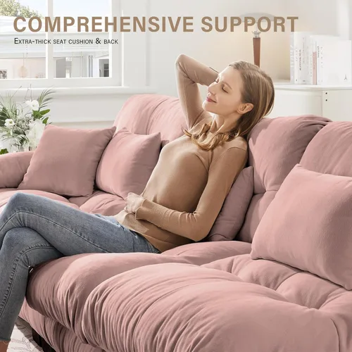 Vista 22 de Sofá Seccional Modular Extragrande de 93.7 pulgadas, Sofá de Dos Plazas Cloud Couch con Almohadas y Cojín Extra Grueso para Sala de Estar, Cine
