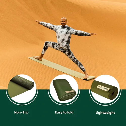 Vista 4 de JadeYoga Voyager Tapete de Yoga - Tapete de Yoga de Goma Ligero y Portátil - Tapete de Ejercicio Antideslizante para Mujeres y Hombres - Ideal