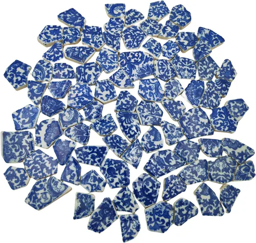 Vista 18 de Azulejos de mosaico de cerámica de porcelana de 1.1 libras, azulejos de mosaico irregulares rotos para suelo de manualidades, cocina, piscina