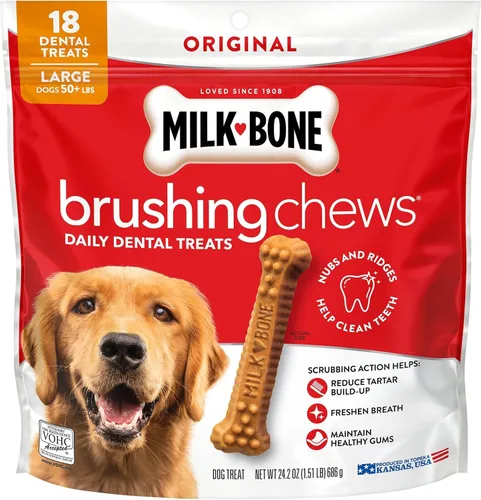 Vista 11 de Milk-Bone Original Masticables para Cepillar, 35 Golosinas Dentales Diarias para Perros de Tamaño Pequeño/Mediano, Acción de Frotamiento Ayuda a