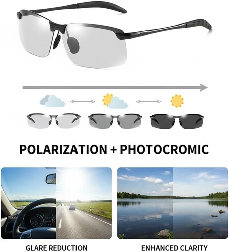 Vista 6 de Jowxsx Gafas de sol fotocrómicas polarizadas blanco-negro UV400 Gafas de sol deportivas Gafas de conducción de día y noche Gafas de sol ultraligeras