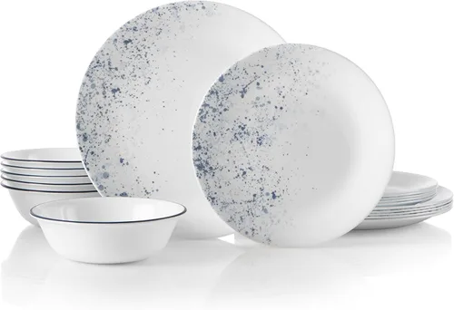 Vista 2 de Corelle Vitrelle - Juego de vajilla de 18 piezas para 6, triple capa de vidrio y resistente a astillas, 4 piezas, servicio para 4 personas, cuencos