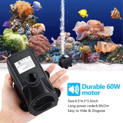 Vista 5 de CWKJ Bomba de fuente, bomba de agua sumergible de 880 GPH, bomba de agua duradera de 60 W para exteriores con tubo de 6.5 pies (ID x 1/2 pulgadas)