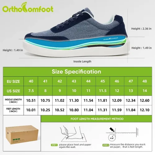 Vista 3 de OrthoComfoot Zapatos de fascitis plantar para hombre, zapatos de tendinitis de Aquiles para hombre, tenis de moda con soporte de arco con diseño