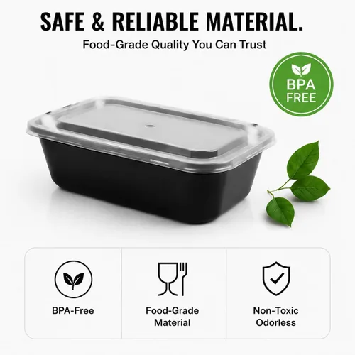 Vista 5 de Pequeños recipientes de preparación de comidas, 12 onzas [paquete de 50] – Mini recipientes individuales de 1 compartimento para preparación