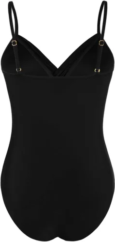 Vista 6 de Hilor - Traje de baño de una pieza para mujer, diseño con cuello en V, parte delantera drapeada y control de abdomen