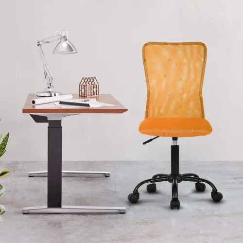 Vista 12 de Silla de oficina, silla de computadora con soporte lumbar, ergonómica, respaldo medio, malla ajustable, altura ajustable, silla giratoria sin