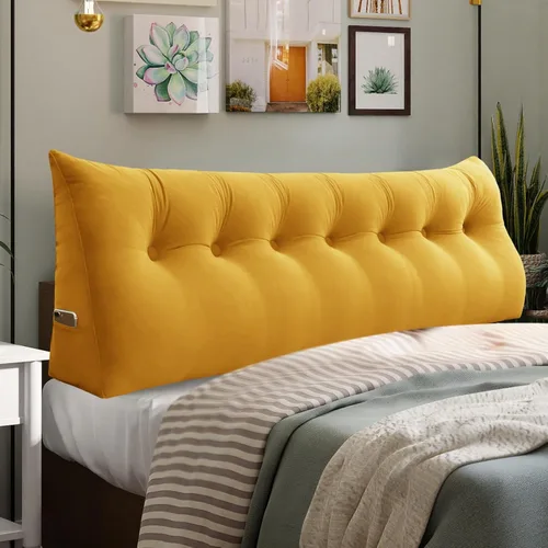 Vista 66 de Almohada de cuña doble gruesa de 8 libras para cabecero de dormitorio universitario, almohada de cuña de terciopelo con respaldo triangular