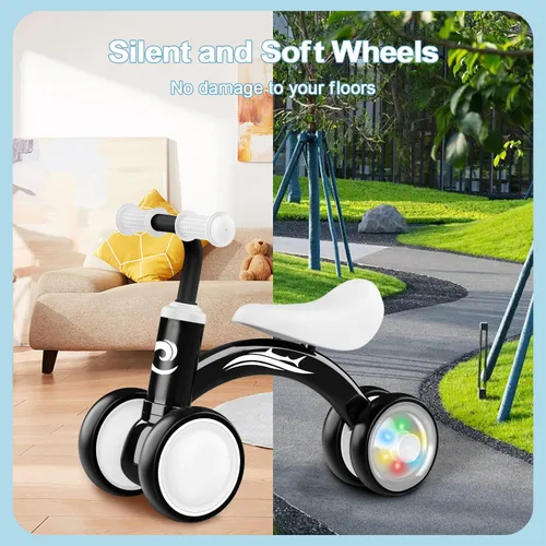 Vista 6 de Gamfeiny Colorful Lighting Baby Balance Bike Toys for 1 Year Old Boy Girl Gifts, 10-36 Month Toddler Balance Bike, No Pedal 4 Silence Wheels & Soft