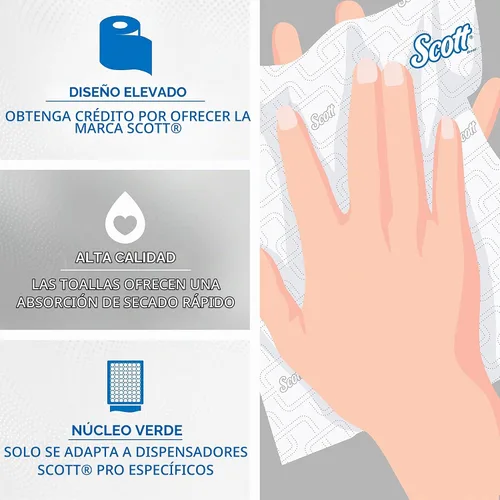 Vista 7 de Scott Professional Toallas de papel duro de alta capacidad, a granel (25700), enrolladas duras, diseño elevado, bolsillos de absorción, blanco