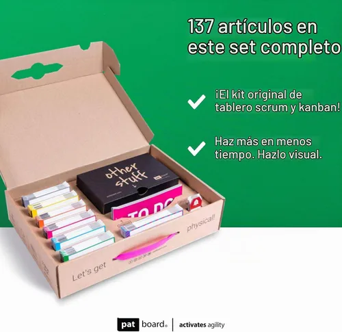 Vista 3 de Scrum and Kanban Tools, kit de etiquetas de instrucción magnéticas para tablero.