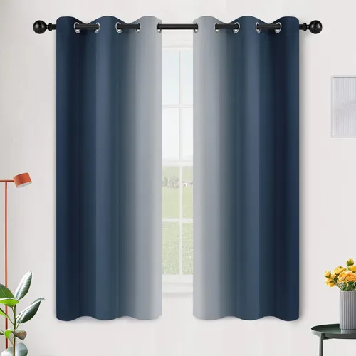 Vista 66 de SimpleHome Cortinas degradadas degradadas para oscurecer la habitación de 36 pulgadas de largo para dormitorio, con ojales y bloqueo de luz Negro