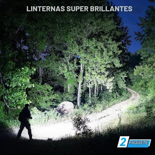 Vista 2 de Linterna LED recargable de alto lúmenes, 990,000 lm luz de flash súper brillante con 5 modos, potente Lintera para el hogar, campamento