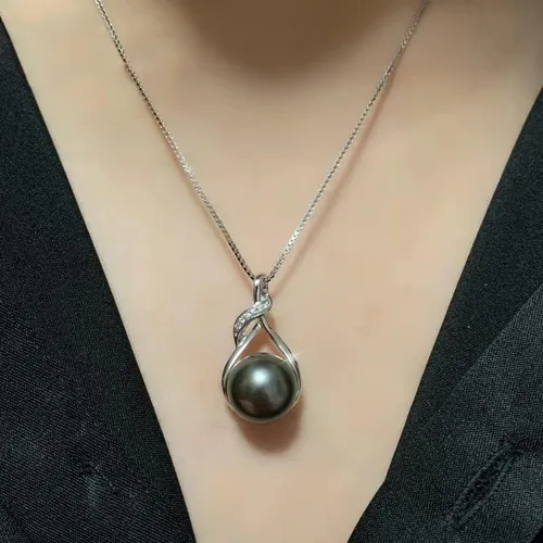 Vista 4 de Regalos para Mujeres Esposa-Collar-de-Perlas-Negras-de-Tahití-Regalo para Esposa Boda Cumpleaños Aniversario Joyería-Mamá Novia Ella Regalos del Día