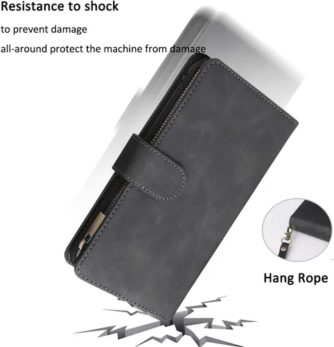 Vista 6 de UEEBAI - Cartera clásica de cuero sintético con cierre magnético, funda de iPhone con cierre
