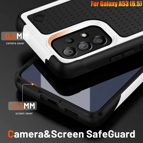 Vista 4 de Funda resistente para Samsung Galaxy A53 (5G) de 6.5 pulgadas, 4 esquinas con bolsas de aire [protección contra caídas de 12 pies], agarre