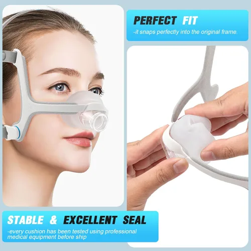 Vista 3 de Almohadilla de repuesto AirFit N20 para máscara nasal, tamaño mediano - 2 paquetes de almohadillas nasales de confort optimizado y sello seguro