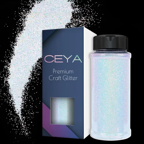 Vista 11 de Ceya Purpurina blanca ultra fina de 3.5 onzas/3.53 oz Coastline blanco iridiscente para manualidades, purpurina de 1/128 pulgadas, 0.008 pulgadas