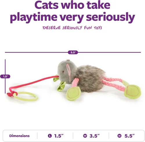 Vista 3 de SmartyKat Juguetes de peluche para gatos con forma de ratón hinchable, 3 unidades, multicolor, 3
